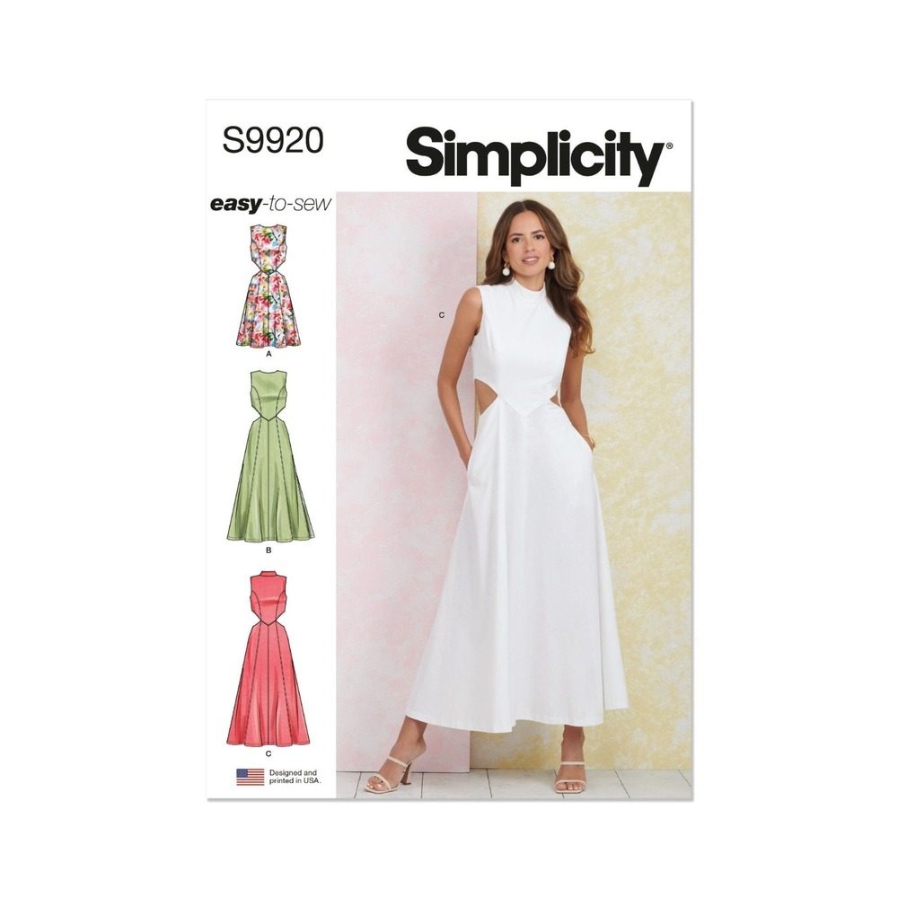 Simplicity Sewing Pattern 9920 Dress Cut Out Sides Misses Size 6-14